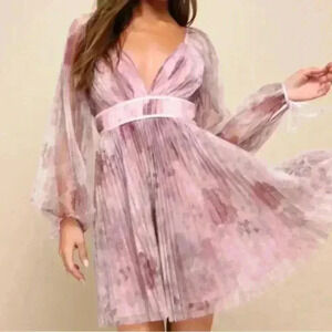 Lulu's Pink Floral Mini Dress